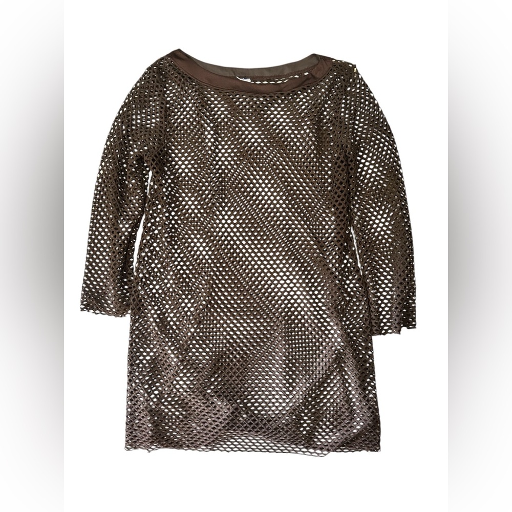 Bahia Resort Brown Mesh Swim Dress Coverup size L